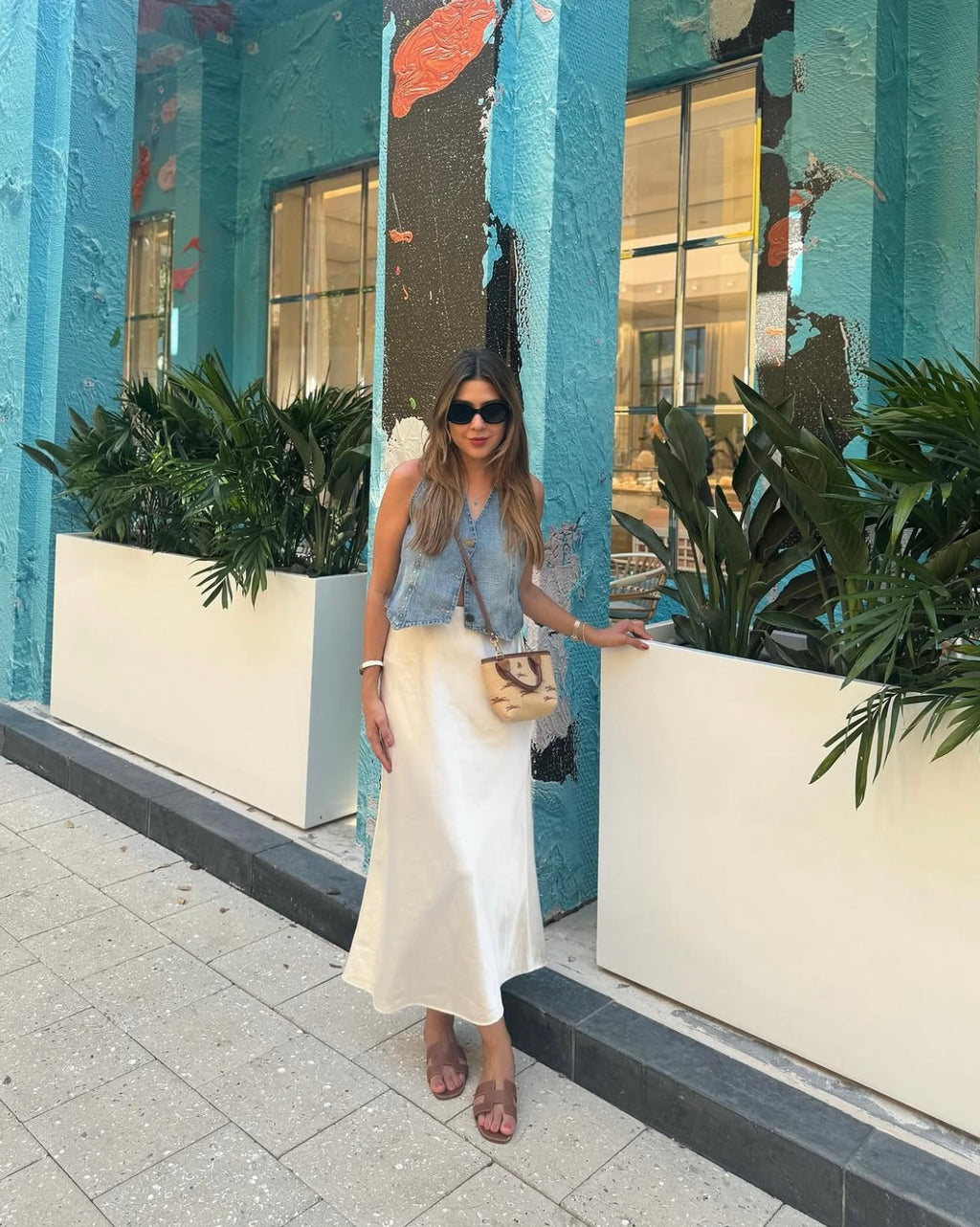 Silky white skirt